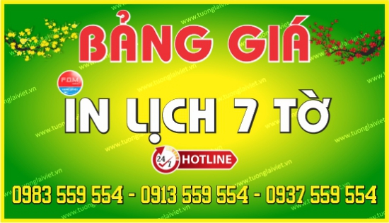 Bảng giá in Lịch 7 Tờ 2026