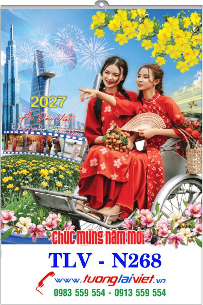 In Lịch 5 tờ nẹp thiếc Áo Dài