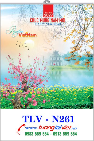 In Lịch 5 tờ nẹp thiếc Cảnh Đẹp