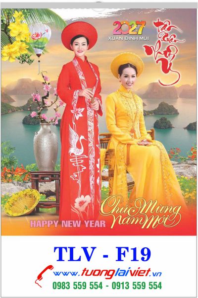 In Lịch 7 tờ nẹp thiếc Áo Dài