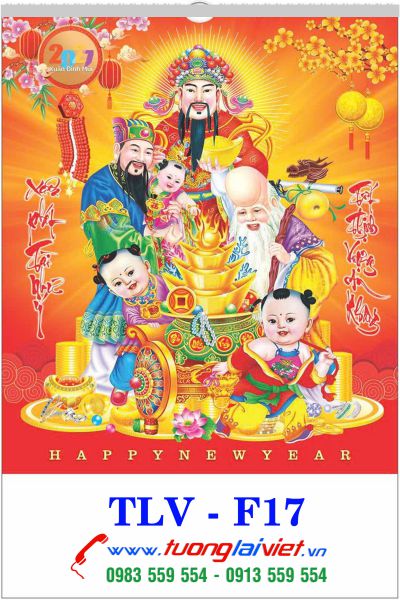 In Lịch 7 tờ nẹp thiếc Phúc Lộc Thọ