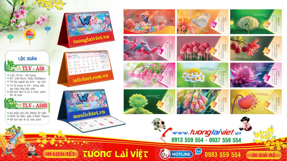 In lịch để bàn theo yêu cầu