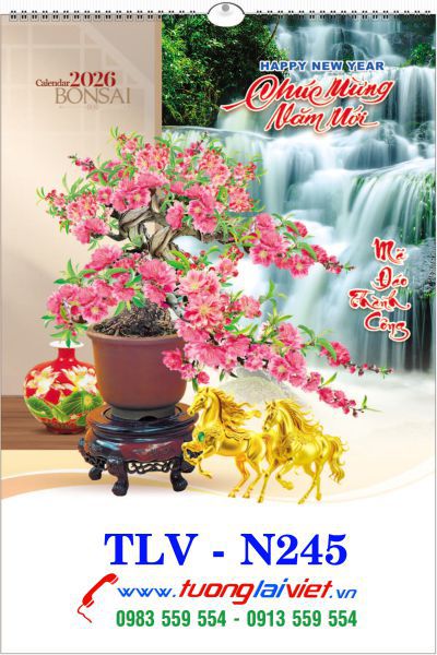 In lịch treo tường 7 tờ Bonsai