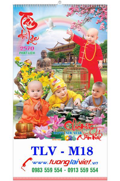 In lịch treo tường 7 tờ Chú tiểu