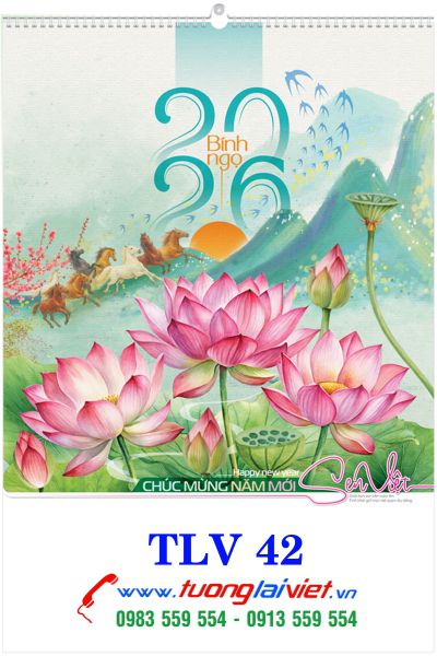 In lịch treo tường 7 tờ Hoa sen