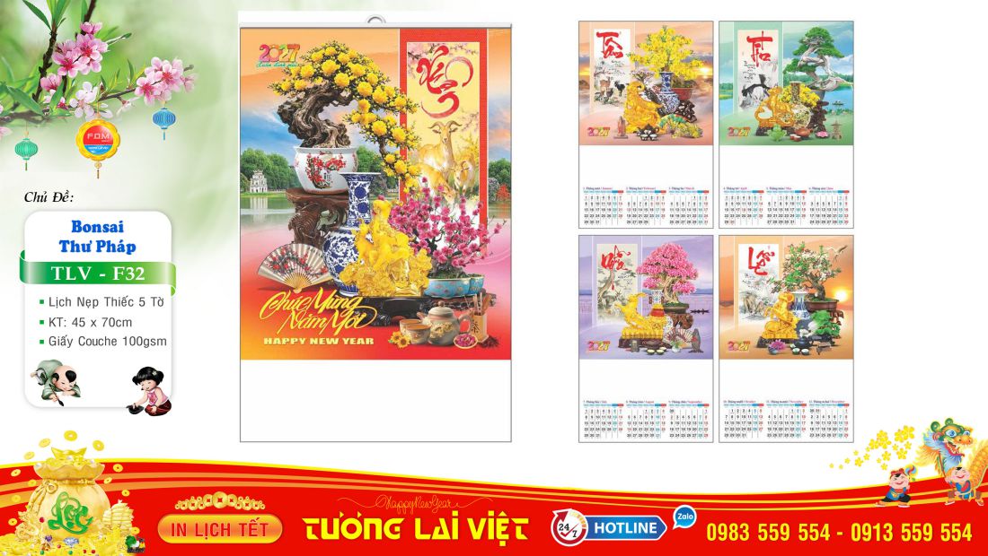 Lịch 5 tờ Bonsai