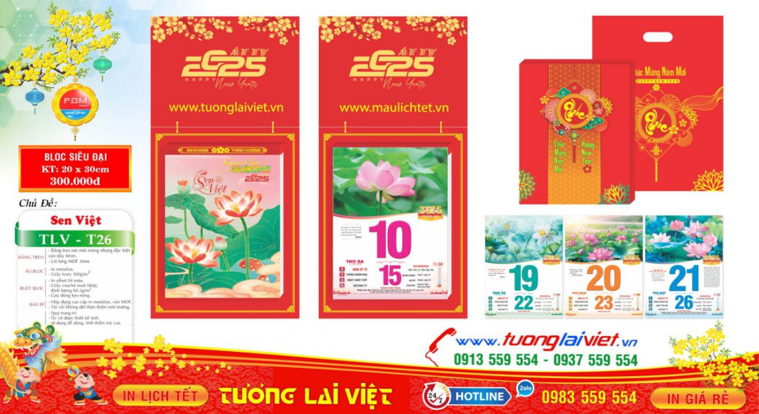 Mẫu Lịch Bloc Bìa Treo Sơn Mài