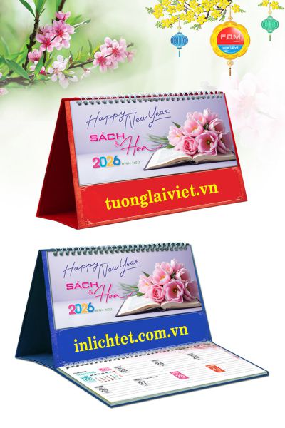 Lịch Để Bàn 15 Tờ Sách Và Hoa