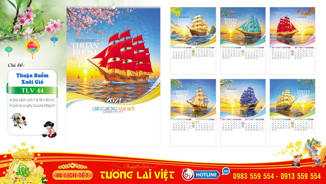 Lịch Lò Xo 7 Tờ Thuận Buồn Xuôi Gió