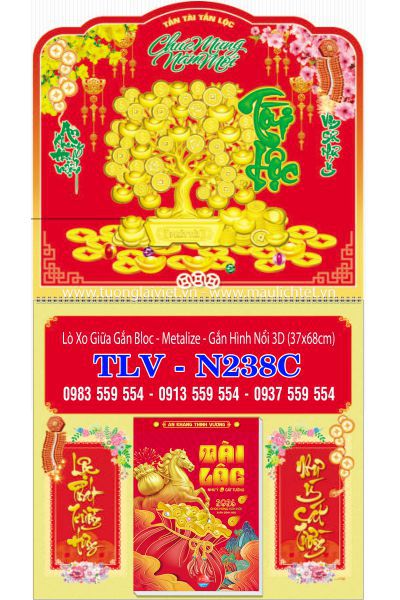 Lịch lò xo giữa dán nổi Tài Lộc
