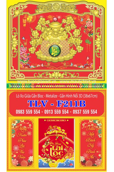 Lịch Lò Xo Giữa Dán Nổi Túi Vàng
