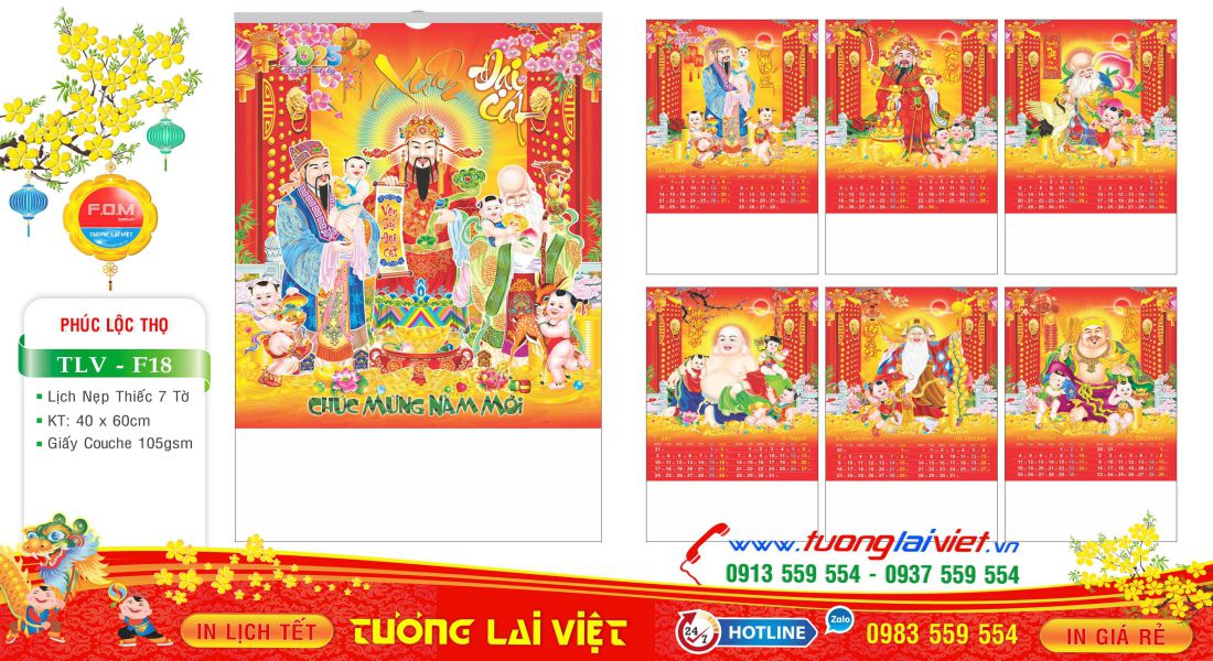 Mẫu Lịch Tờ Phước Lộc Thọ