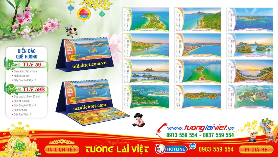 Mẫu lịch bàn 13 tờ Biển Đảo Quê Hương